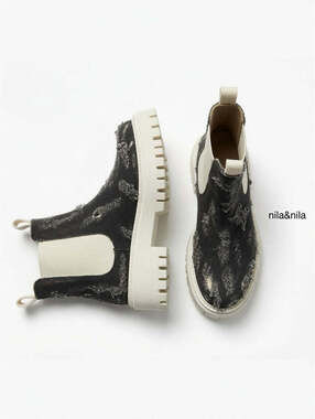 Nila & Nila Black Distressed Textile Chelsea, New In Box, EU 39